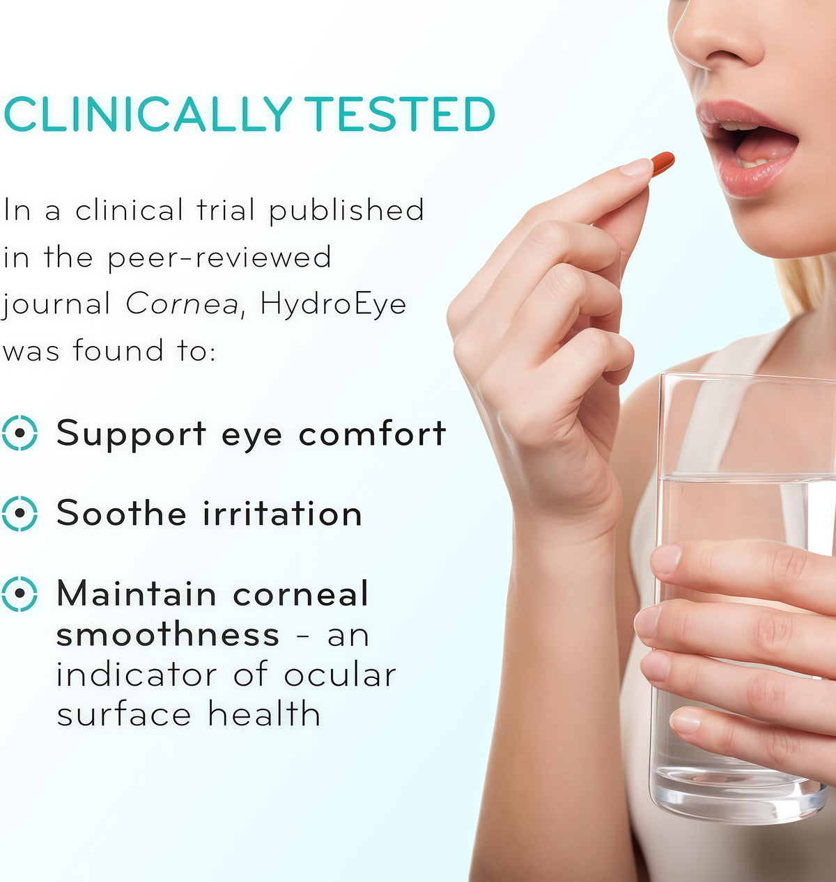 HydroEye Dry Eye Supplement, Clinically Tested, GLA & Omega3s - 120 Count Supports a healthy tear film and ocular surface, eye comfort from within, 30-day supply